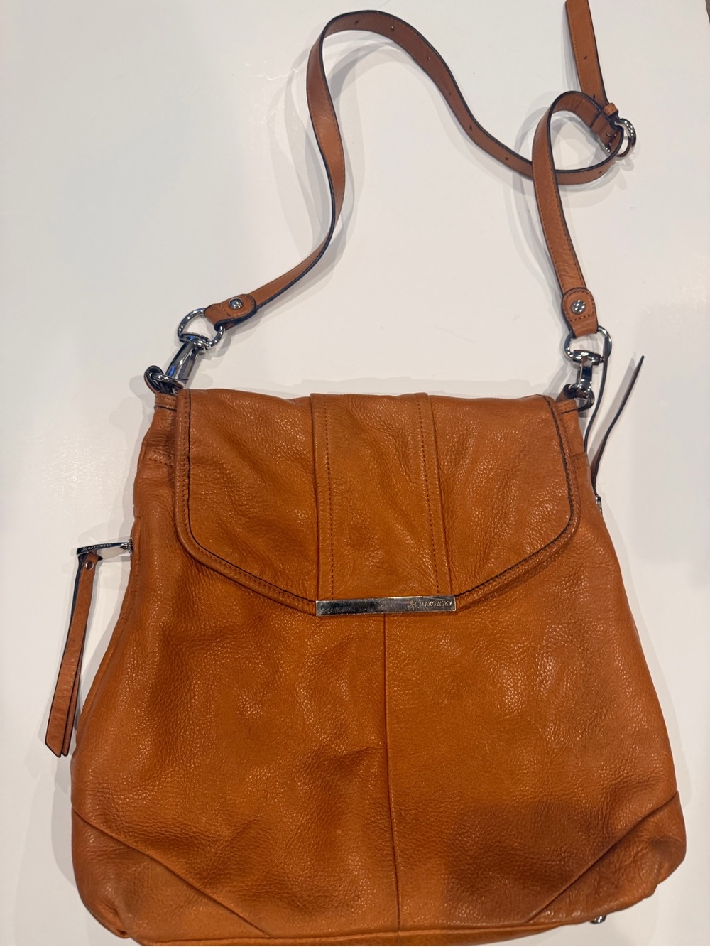 Markowsky Orange Leather Shoulder Bag with Silver Hardware - Picture 2 of 5